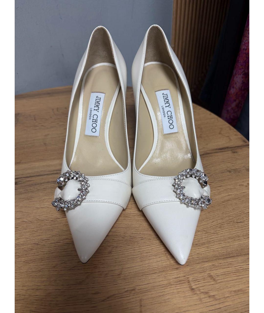 JIMMY CHOO Белые кожаные туфли, фото 3