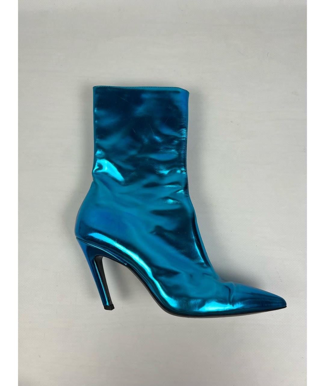 BALENCIAGA Бирюзовые кожаные ботильоны, фото 9