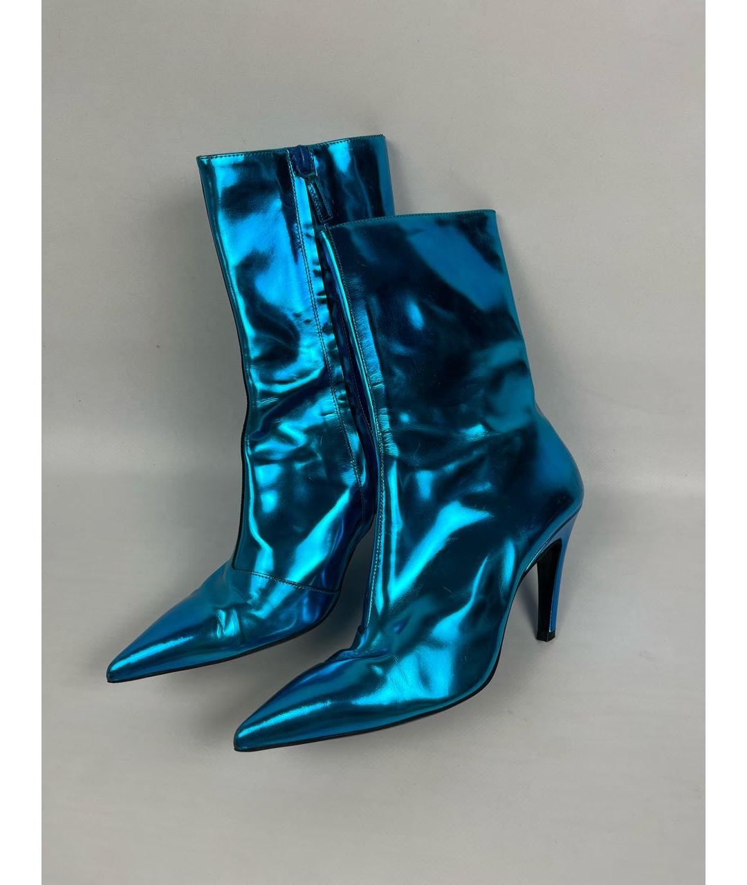 BALENCIAGA Бирюзовые кожаные ботильоны, фото 3