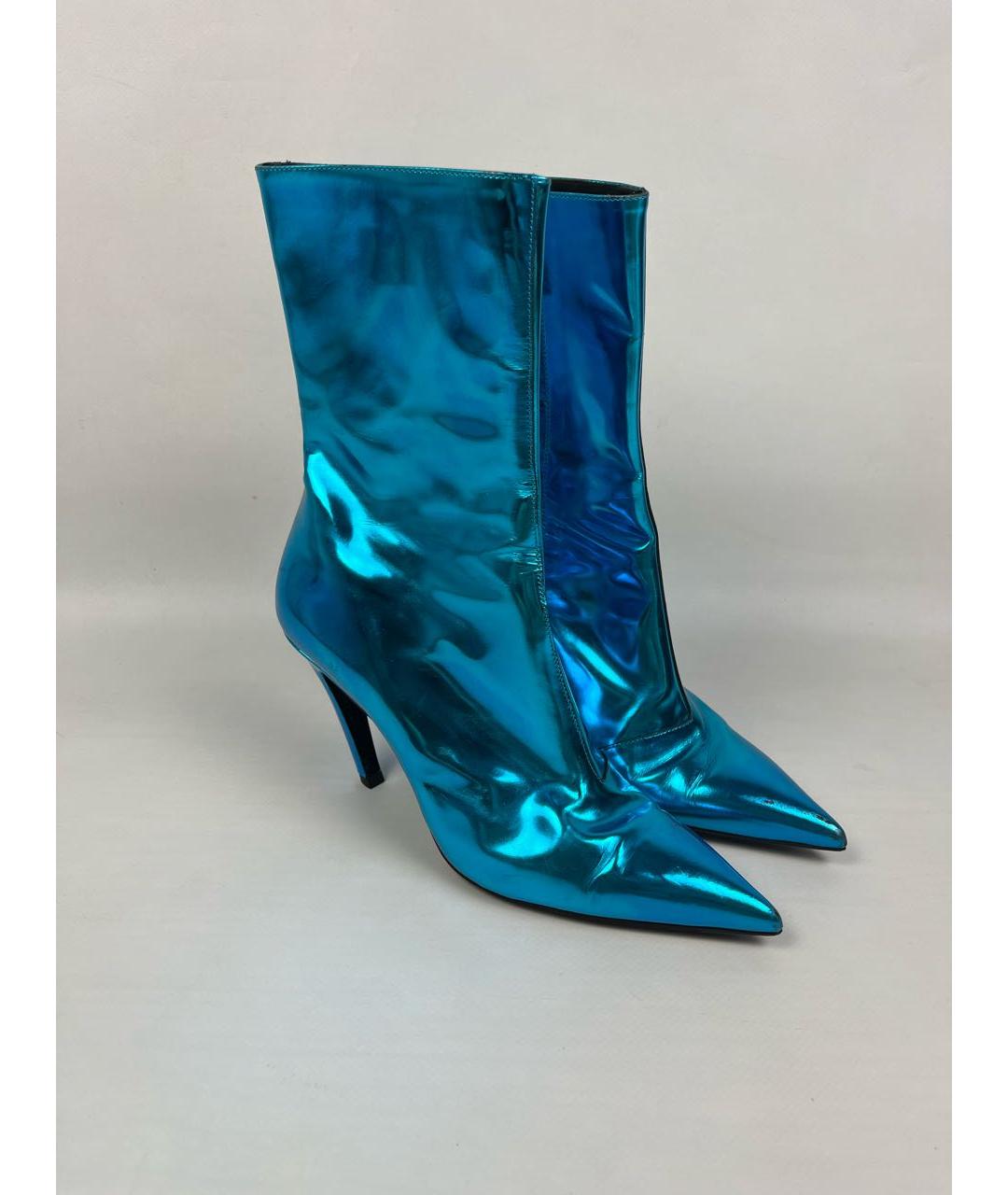 BALENCIAGA Бирюзовые кожаные ботильоны, фото 2