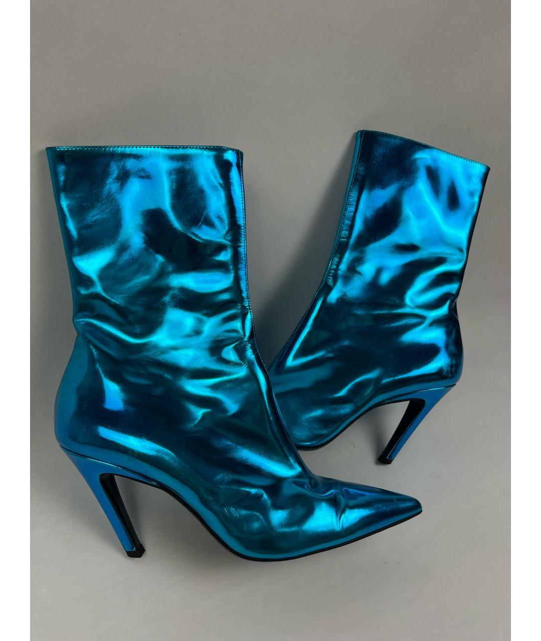 BALENCIAGA Бирюзовые кожаные ботильоны, фото 7