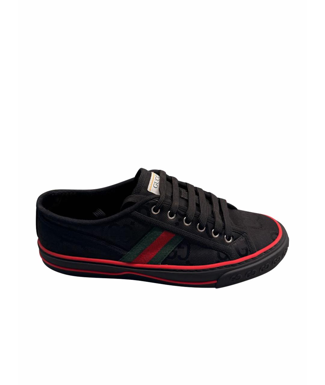 GUCCI Черные текстильные низкие кроссовки / кеды, фото 1
