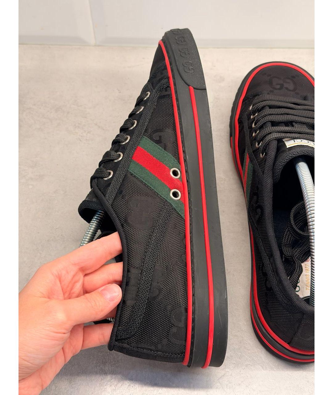 GUCCI Черные текстильные низкие кроссовки / кеды, фото 7