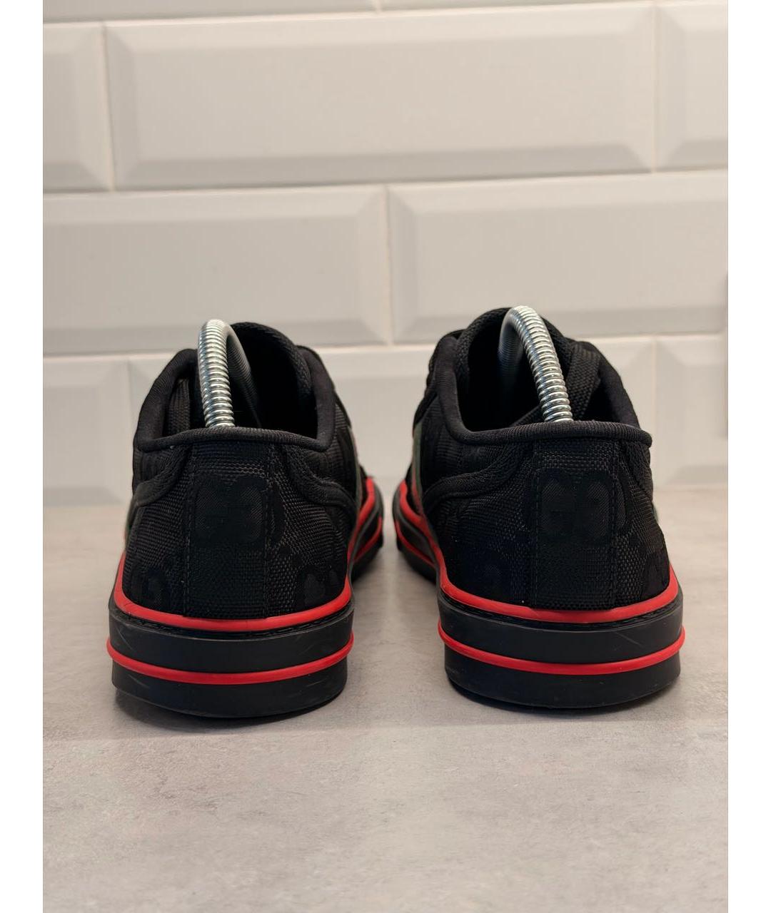 GUCCI Черные текстильные низкие кроссовки / кеды, фото 4