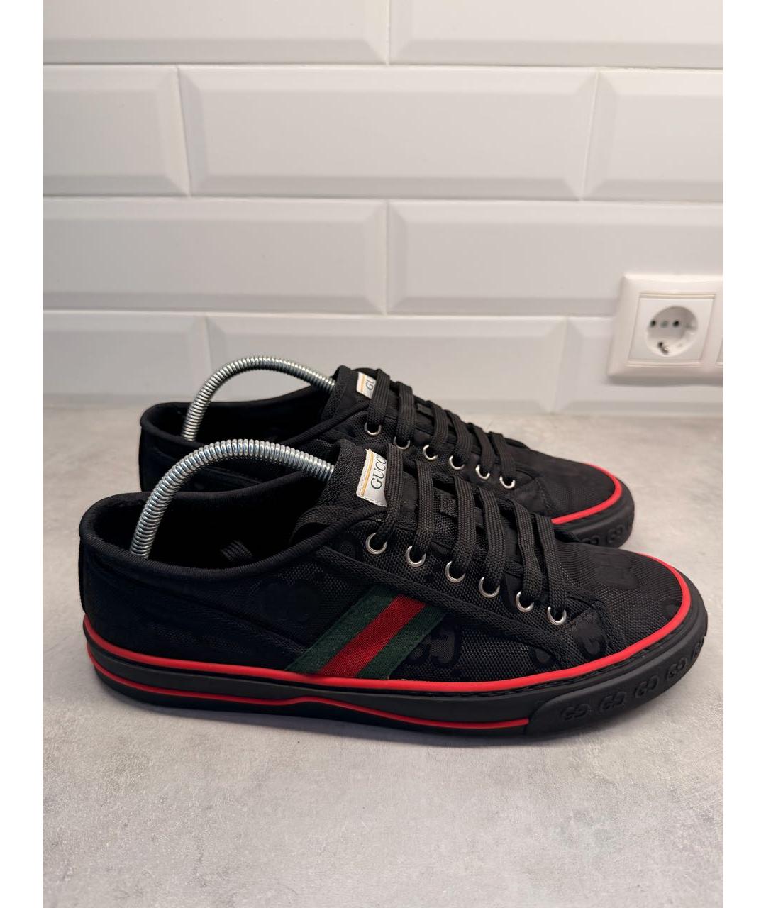 GUCCI Черные текстильные низкие кроссовки / кеды, фото 9