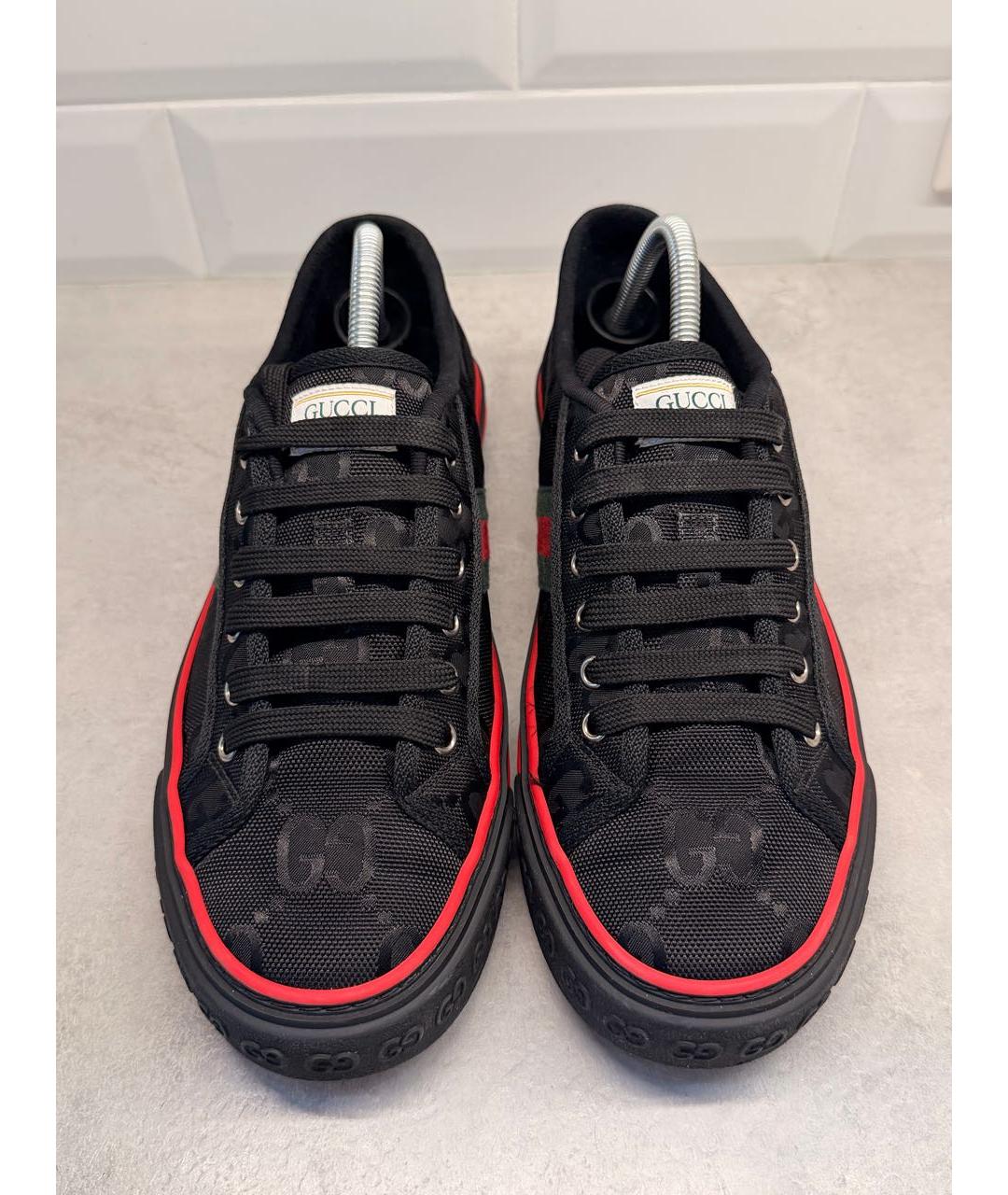 GUCCI Черные текстильные низкие кроссовки / кеды, фото 2