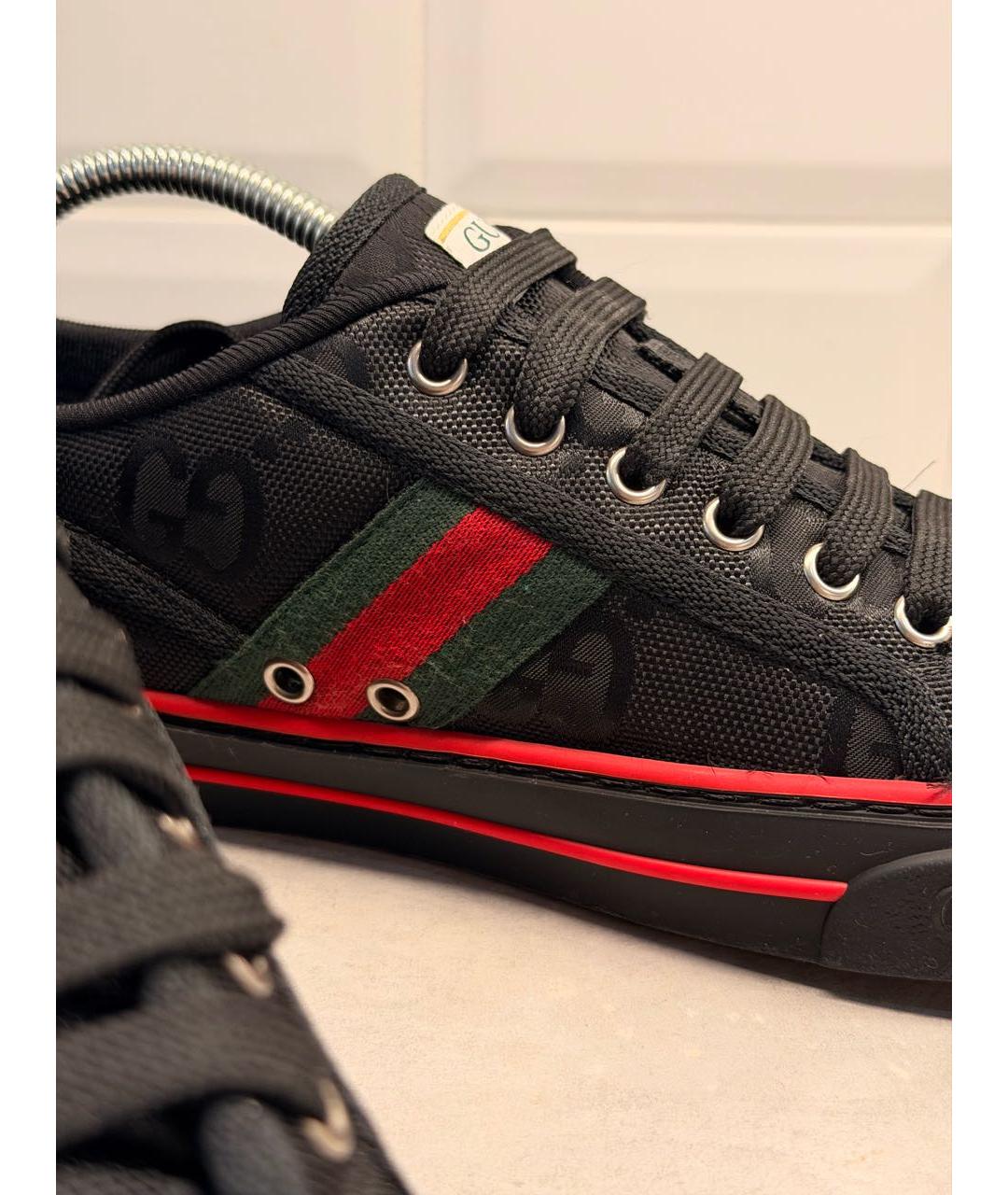GUCCI Черные текстильные низкие кроссовки / кеды, фото 8