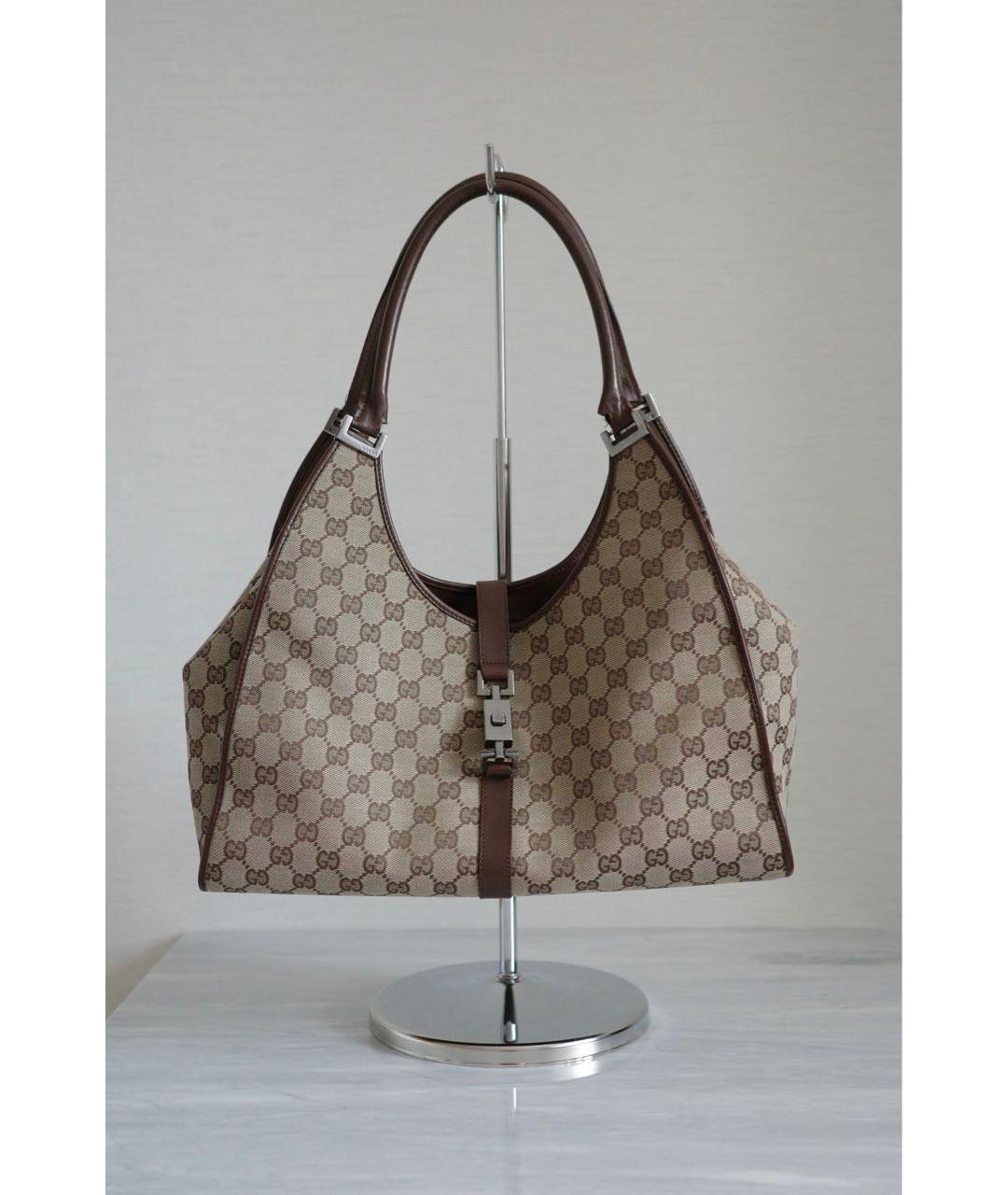 GUCCI Бежевая сумка тоут из канвы, фото 9