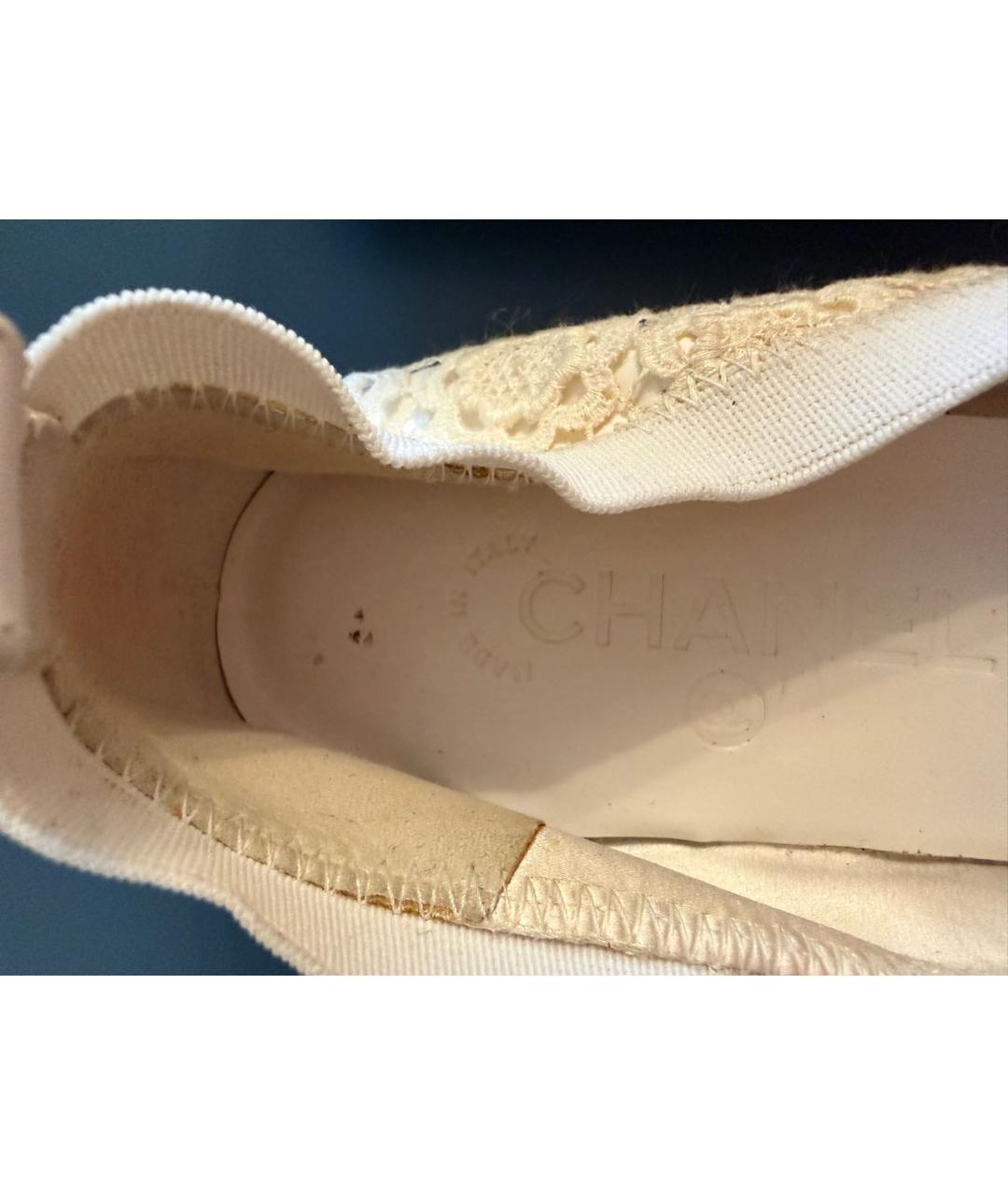 CHANEL Белые текстильные балетки, фото 6