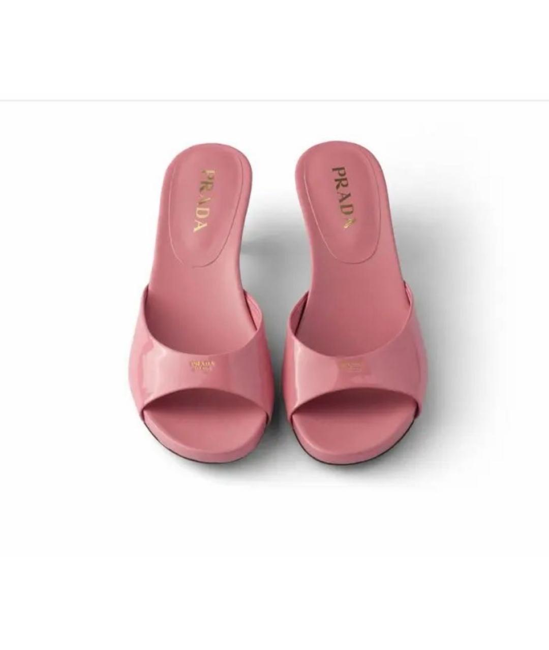 PRADA Розовые мюли из лакированной кожи, фото 2