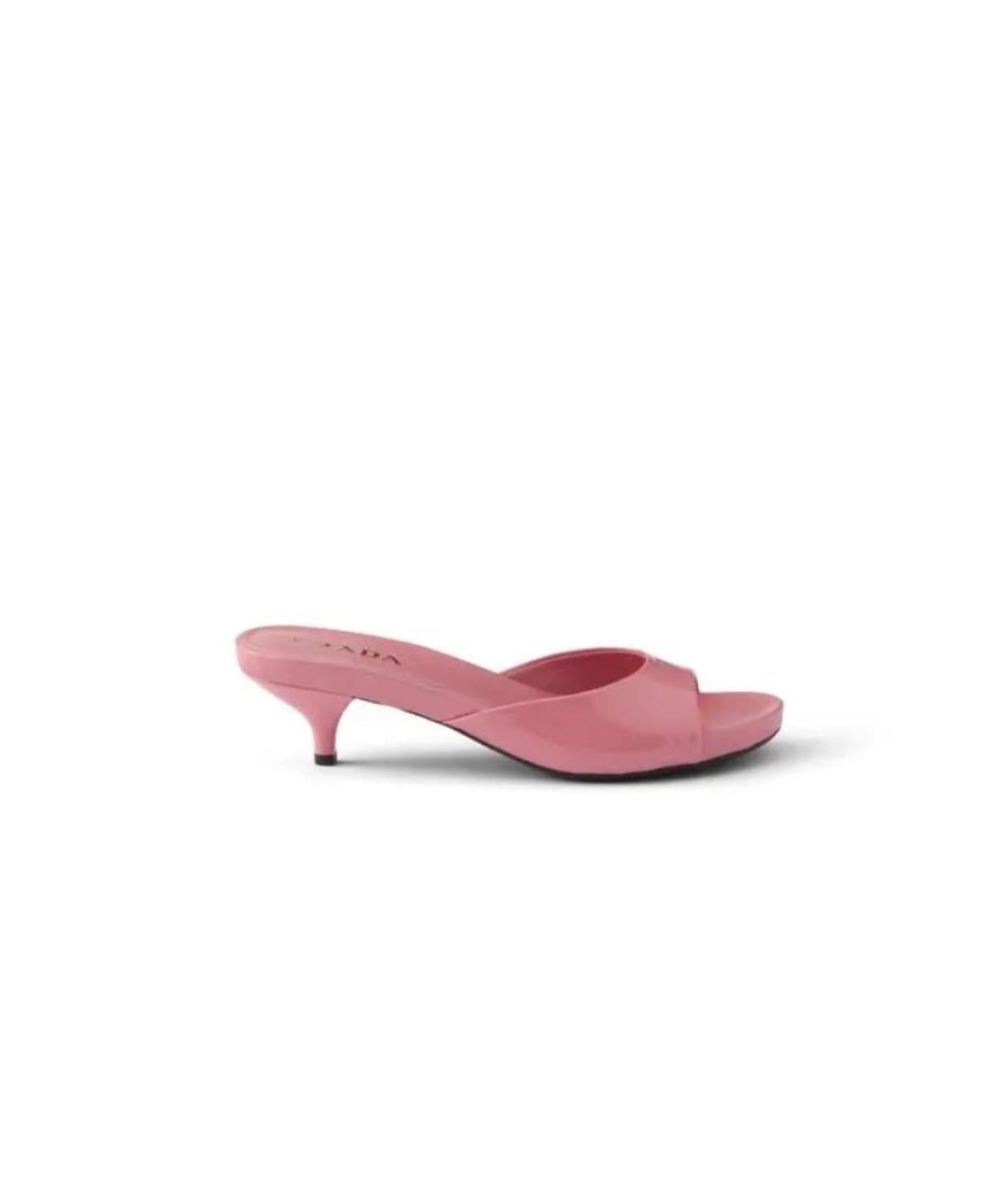 PRADA Розовые мюли из лакированной кожи, фото 9