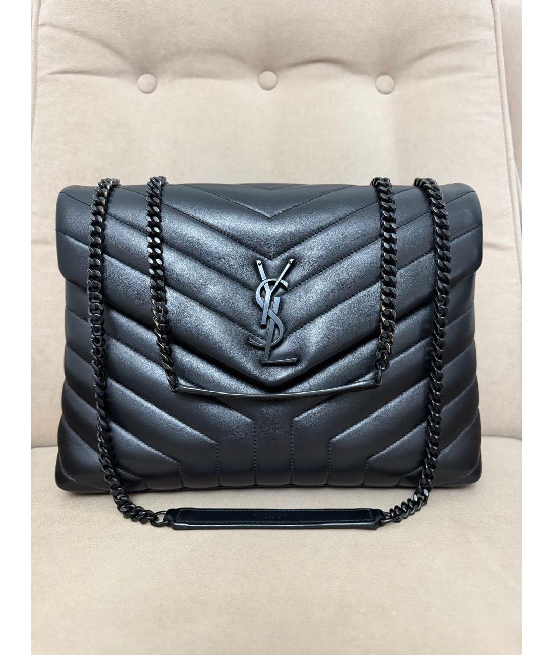 SAINT LAURENT Черная кожаная сумка через плечо, фото 9