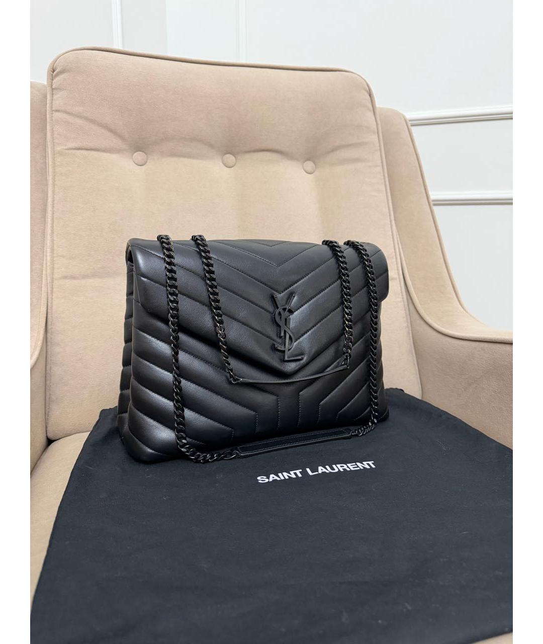 SAINT LAURENT Черная кожаная сумка через плечо, фото 2