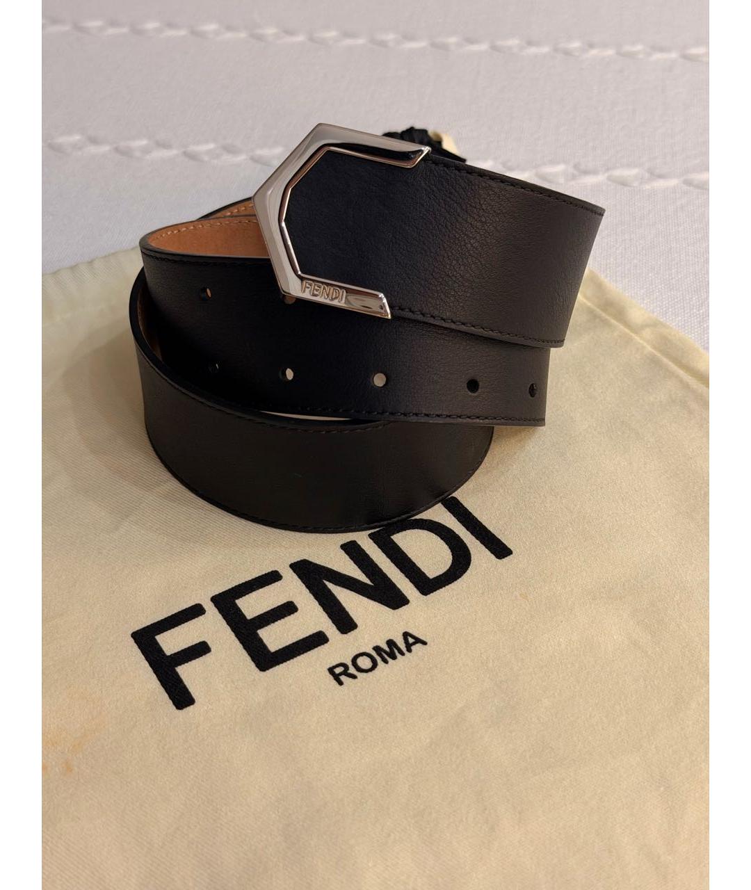 FENDI Черный кожаный ремень, фото 8