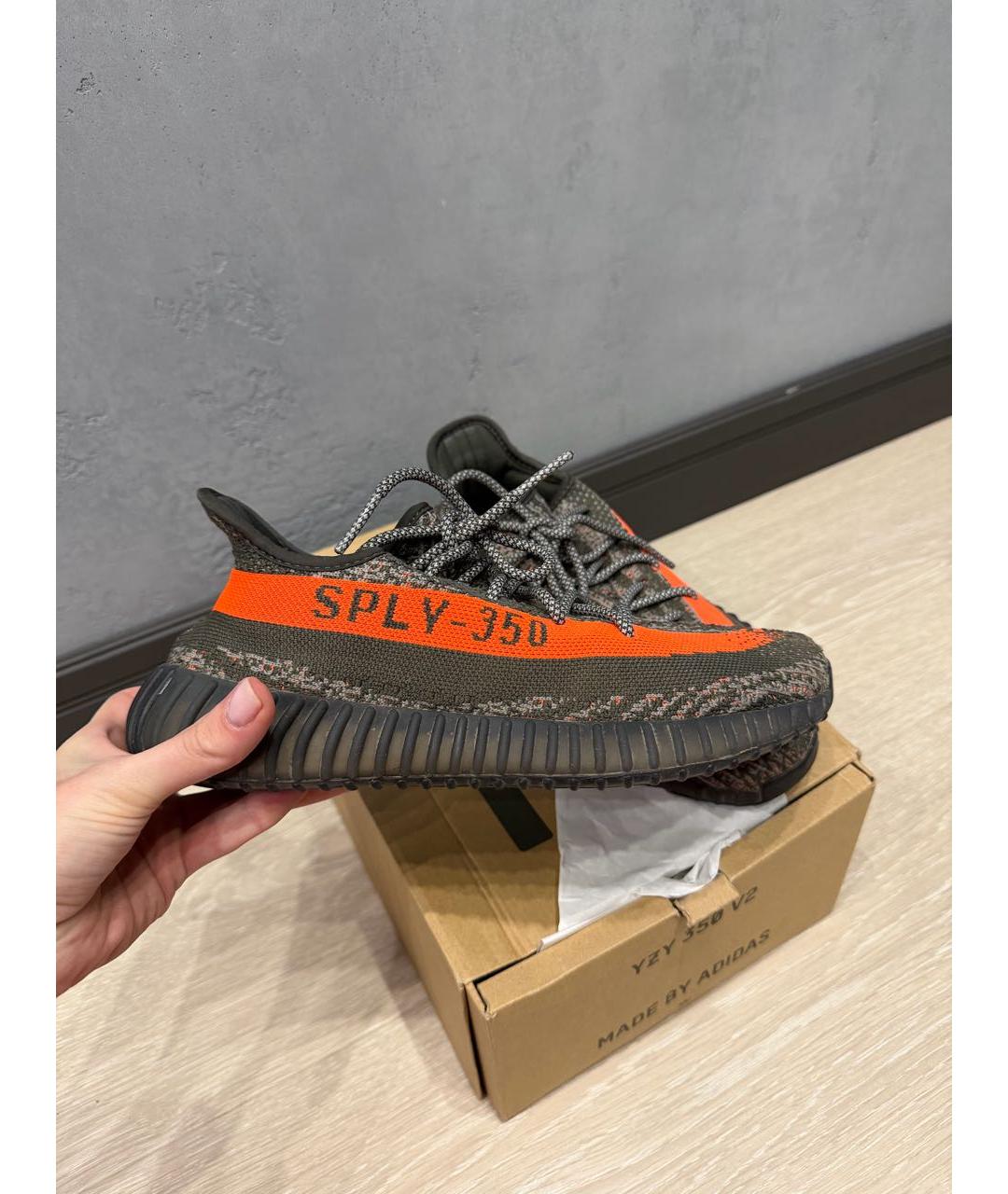 ADIDAS YEEZY Серые текстильные низкие кроссовки / кеды, фото 4