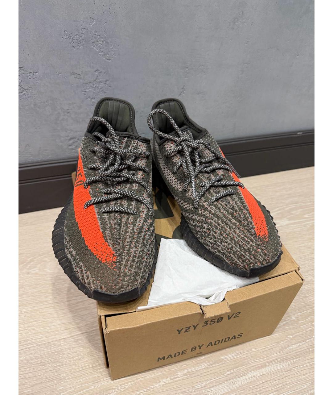 ADIDAS YEEZY Серые текстильные низкие кроссовки / кеды, фото 2