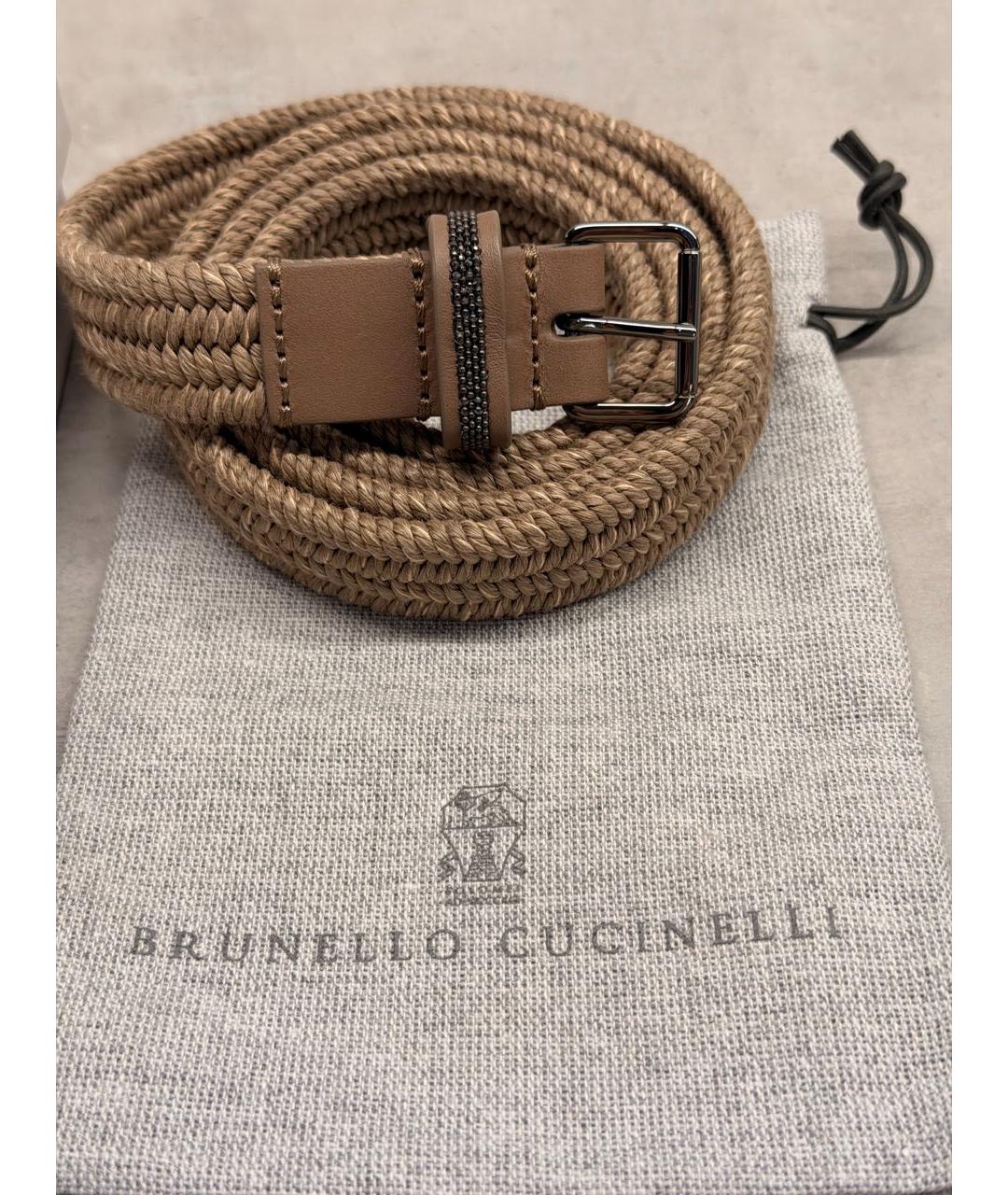 BRUNELLO CUCINELLI Бежевый плетеный ремень, фото 6