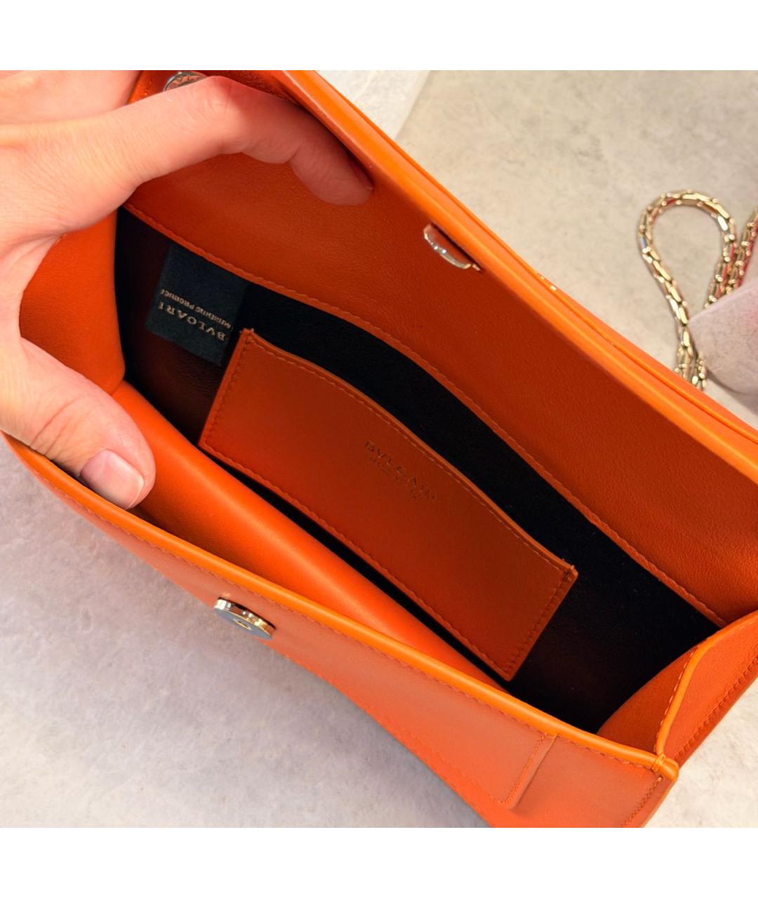 BVLGARI Оранжевая кожаная сумка через плечо, фото 4