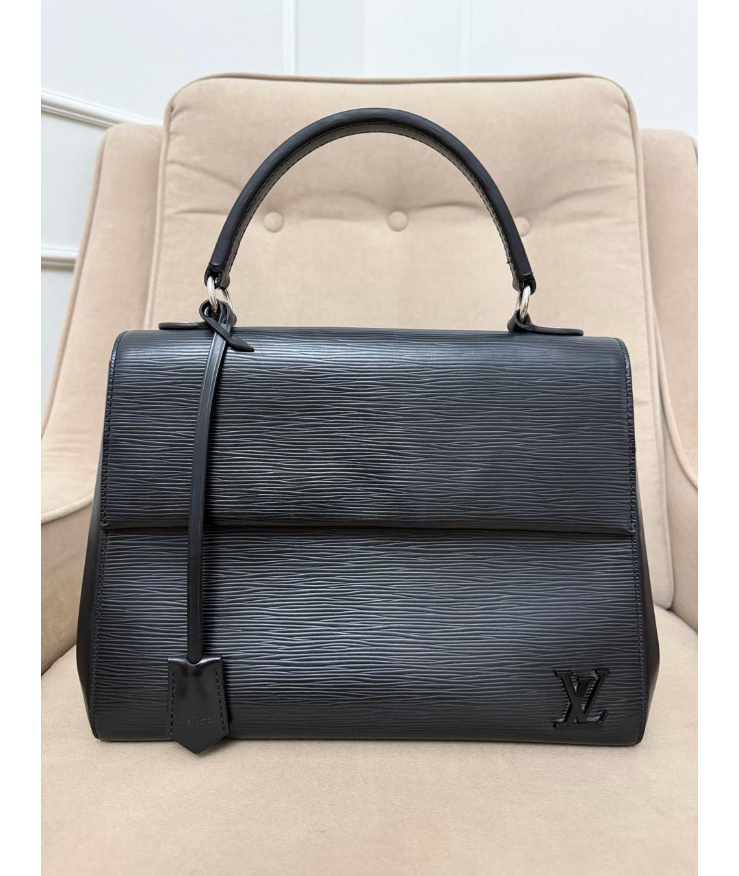 LOUIS VUITTON Черная кожаная сумка с короткими ручками, фото 9