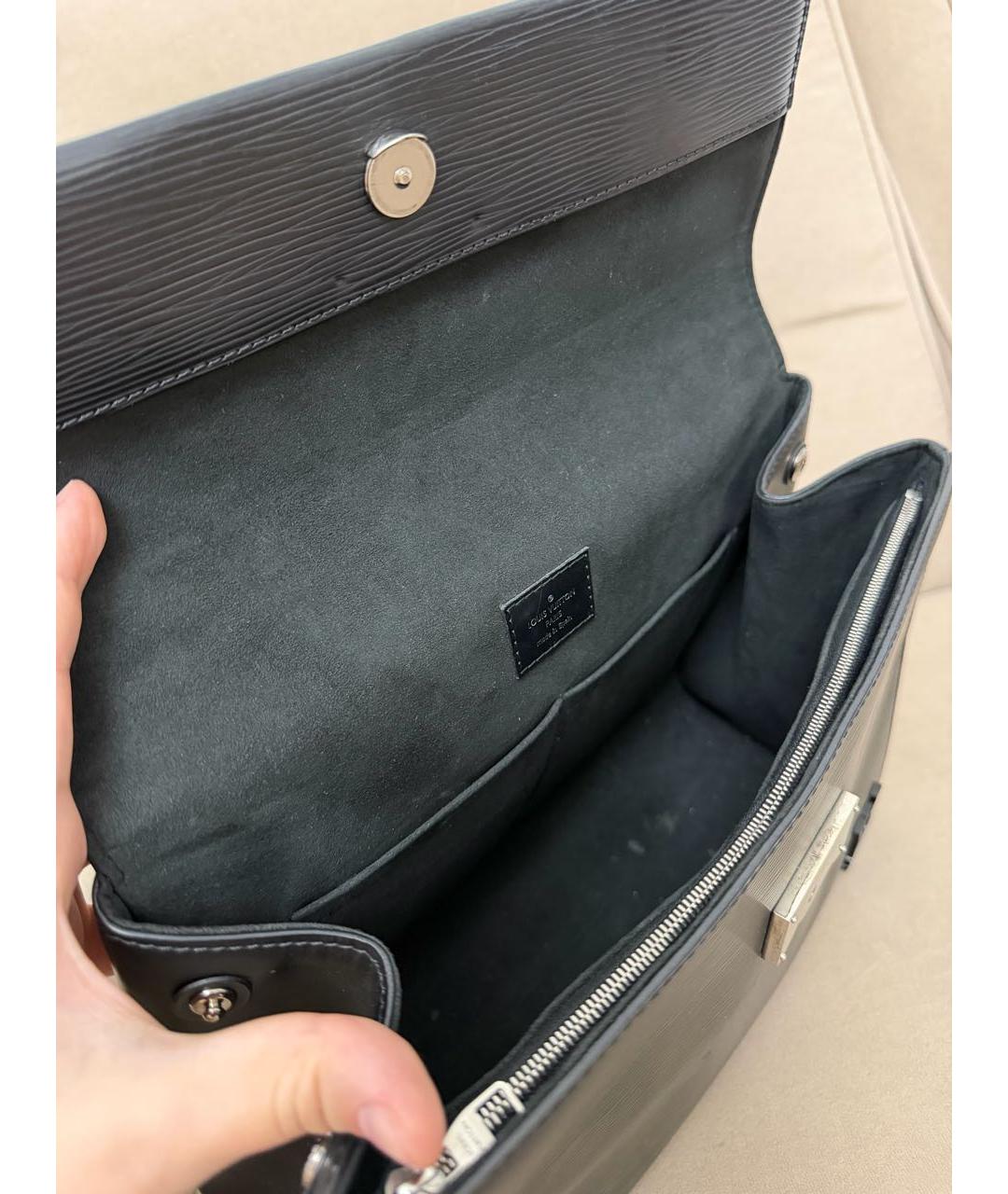 LOUIS VUITTON Черная кожаная сумка с короткими ручками, фото 4