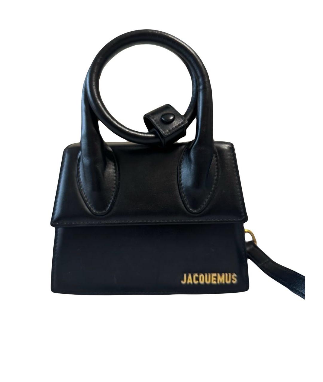 JACQUEMUS Черная кожаная сумка с короткими ручками, фото 9