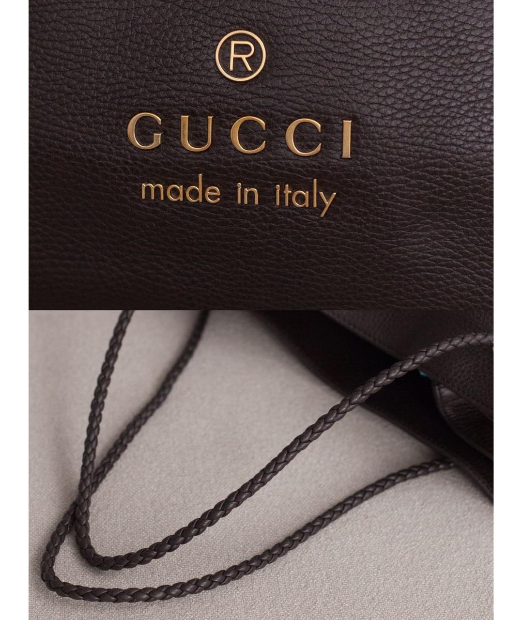 GUCCI Коричневая кожаная сумка тоут, фото 7