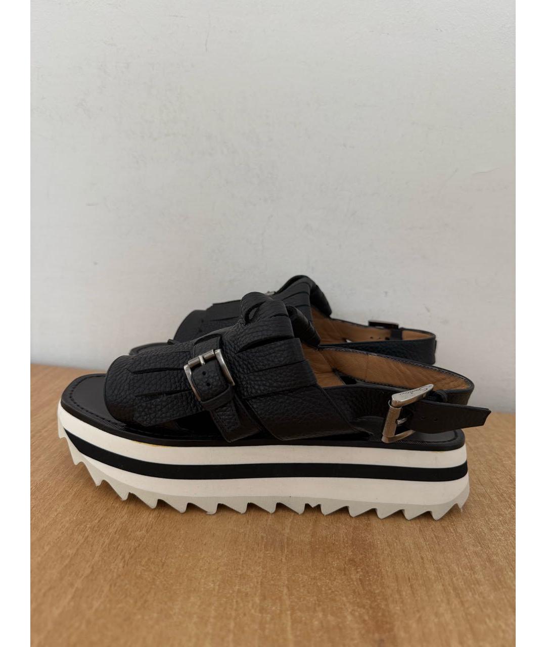 SANTONI Черные кожаные босоножки, фото 8