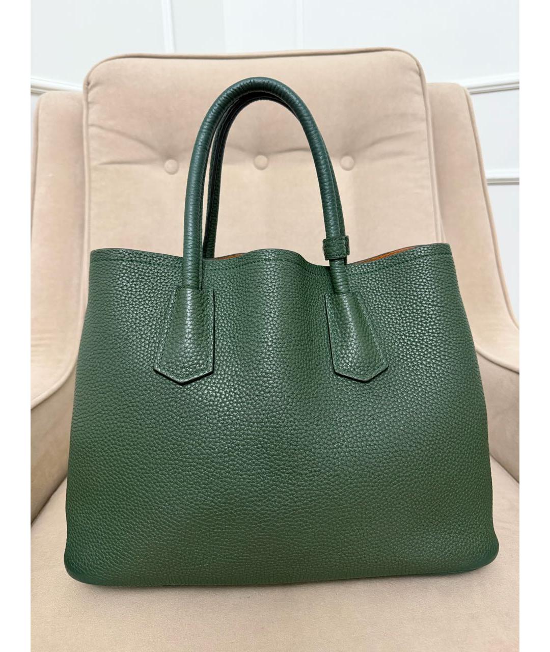 PRADA Зеленая кожаная сумка тоут, фото 2