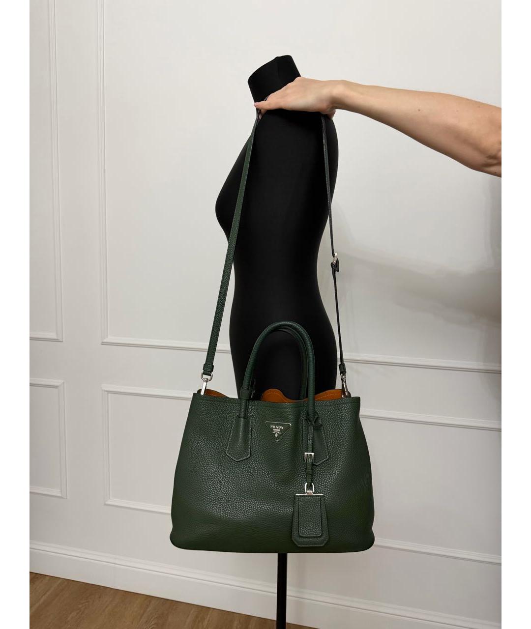 PRADA Зеленая кожаная сумка тоут, фото 7