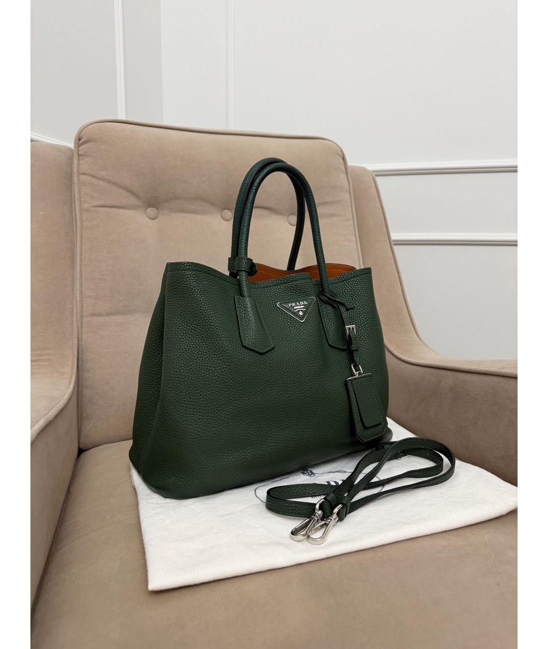 PRADA Зеленая кожаная сумка тоут, фото 3