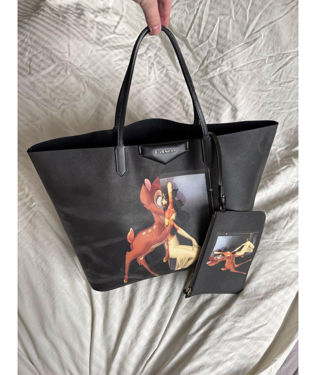 GIVENCHY Черная кожаная сумка тоут, фото 9