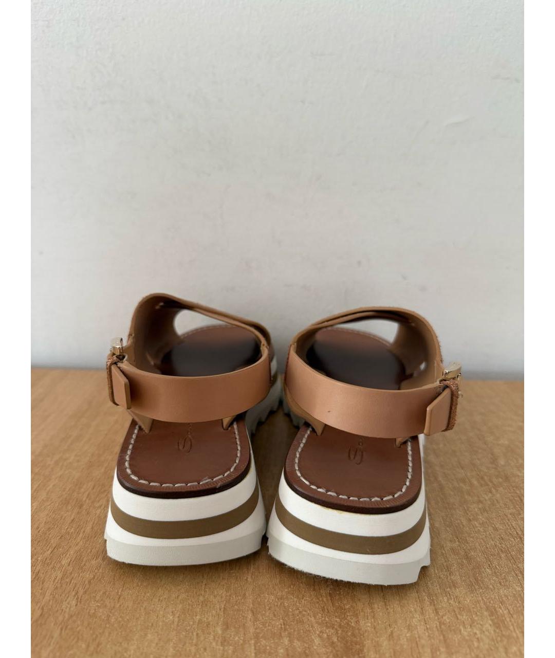 SANTONI Золотые кожаные босоножки, фото 5