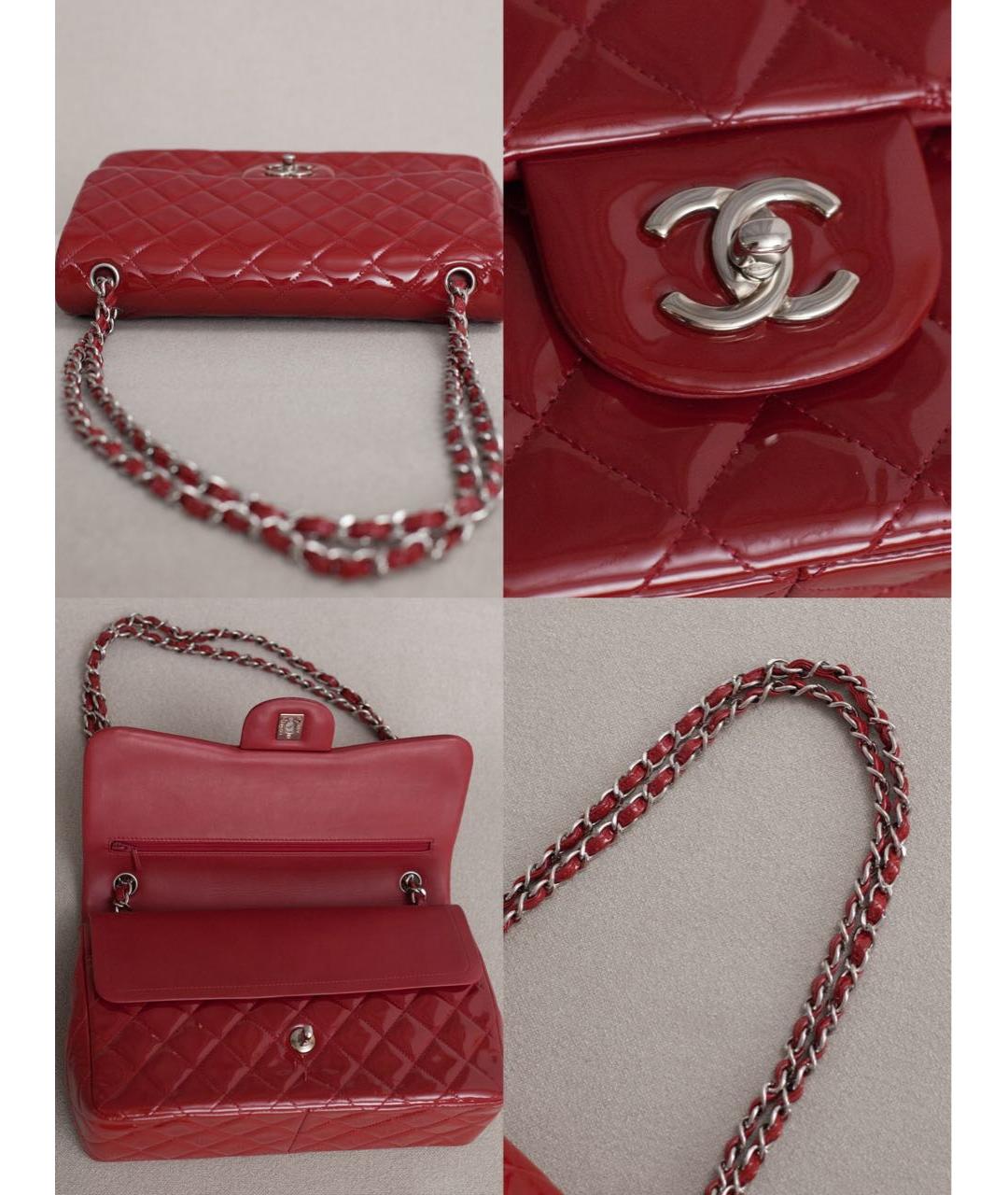 CHANEL Красная сумка через плечо из лакированной кожи, фото 6