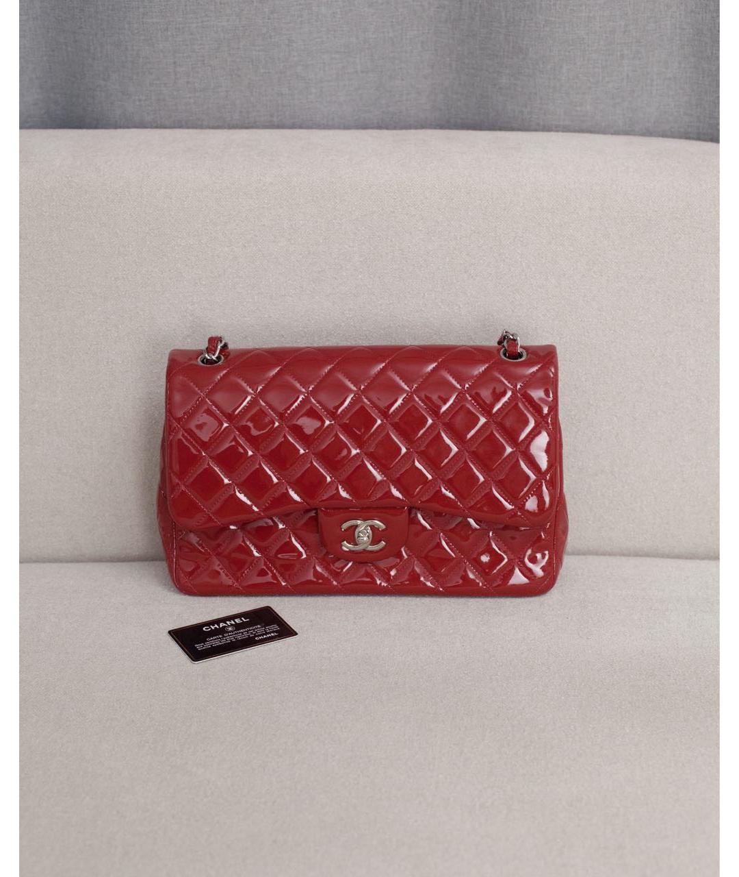 CHANEL Красная сумка через плечо из лакированной кожи, фото 9