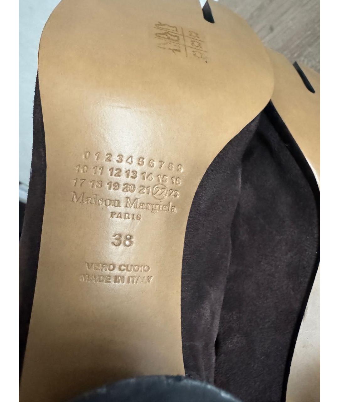 MAISON MARGIELA Коричневые замшевые ботильоны, фото 6