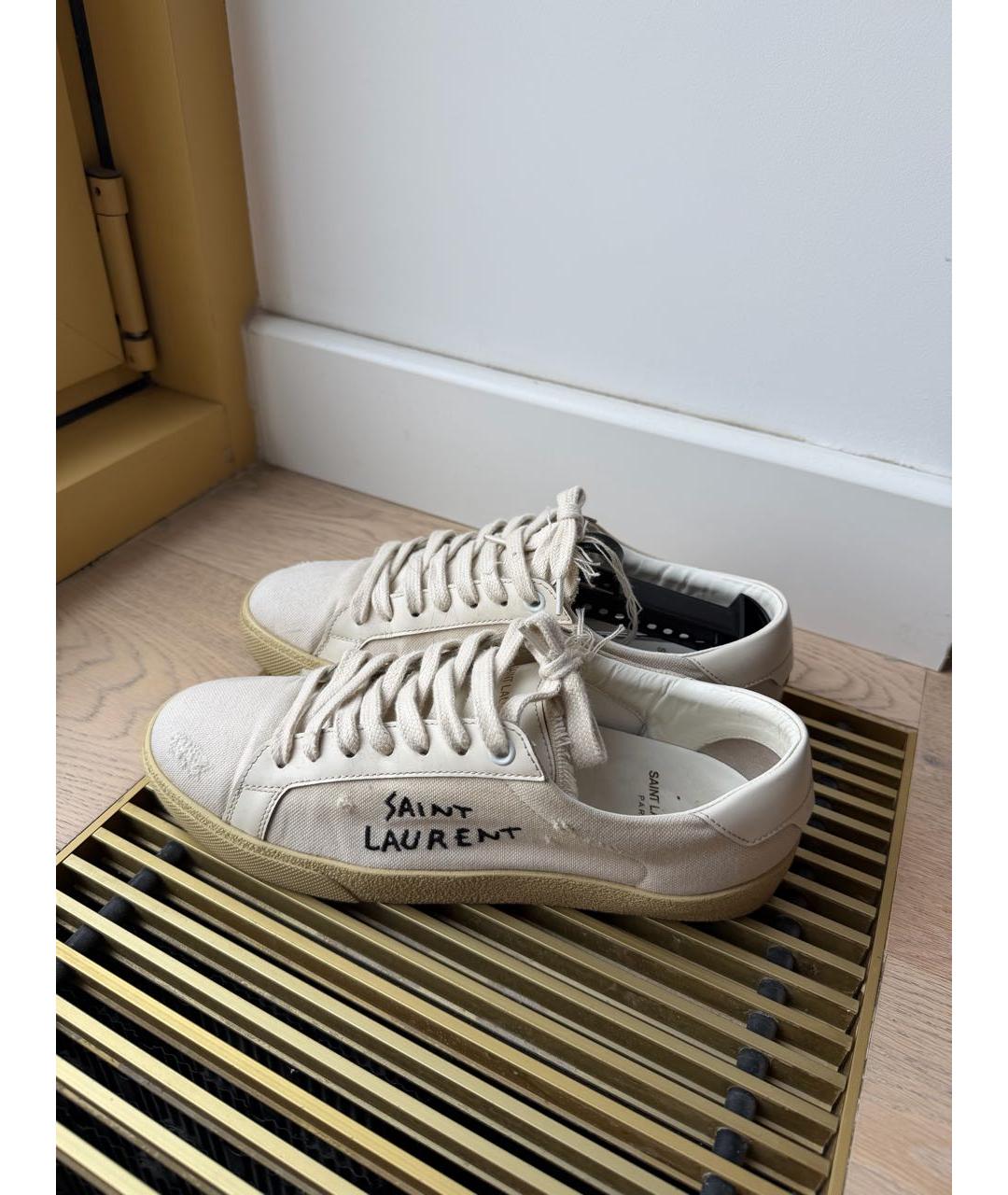 SAINT LAURENT Белые текстильные кроссовки, фото 2