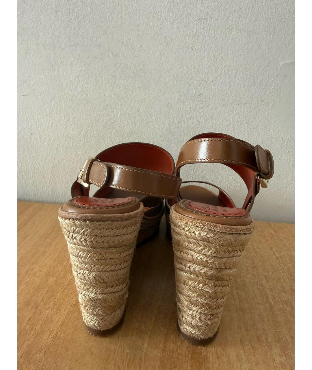 SANTONI Коричневые кожаные босоножки, фото 5