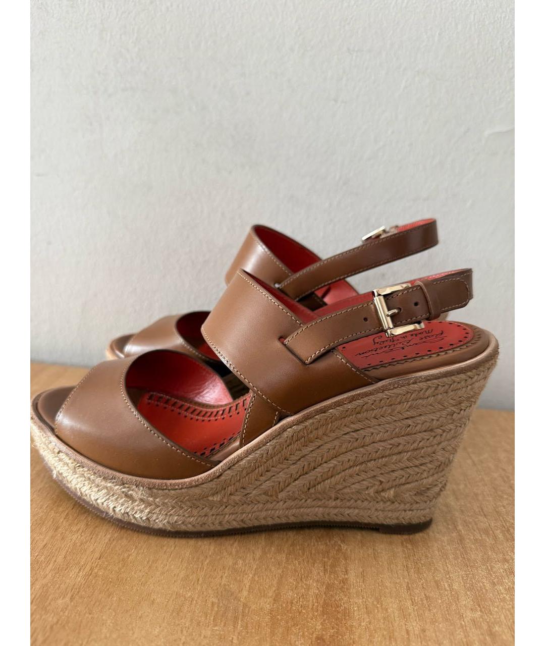 SANTONI Коричневые кожаные босоножки, фото 8