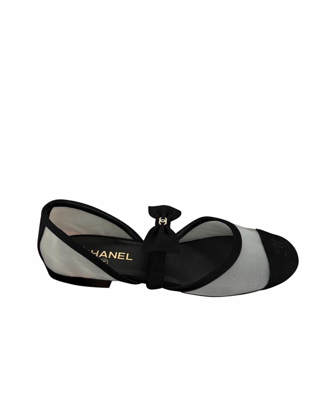 CHANEL Белые текстильные балетки, фото 1