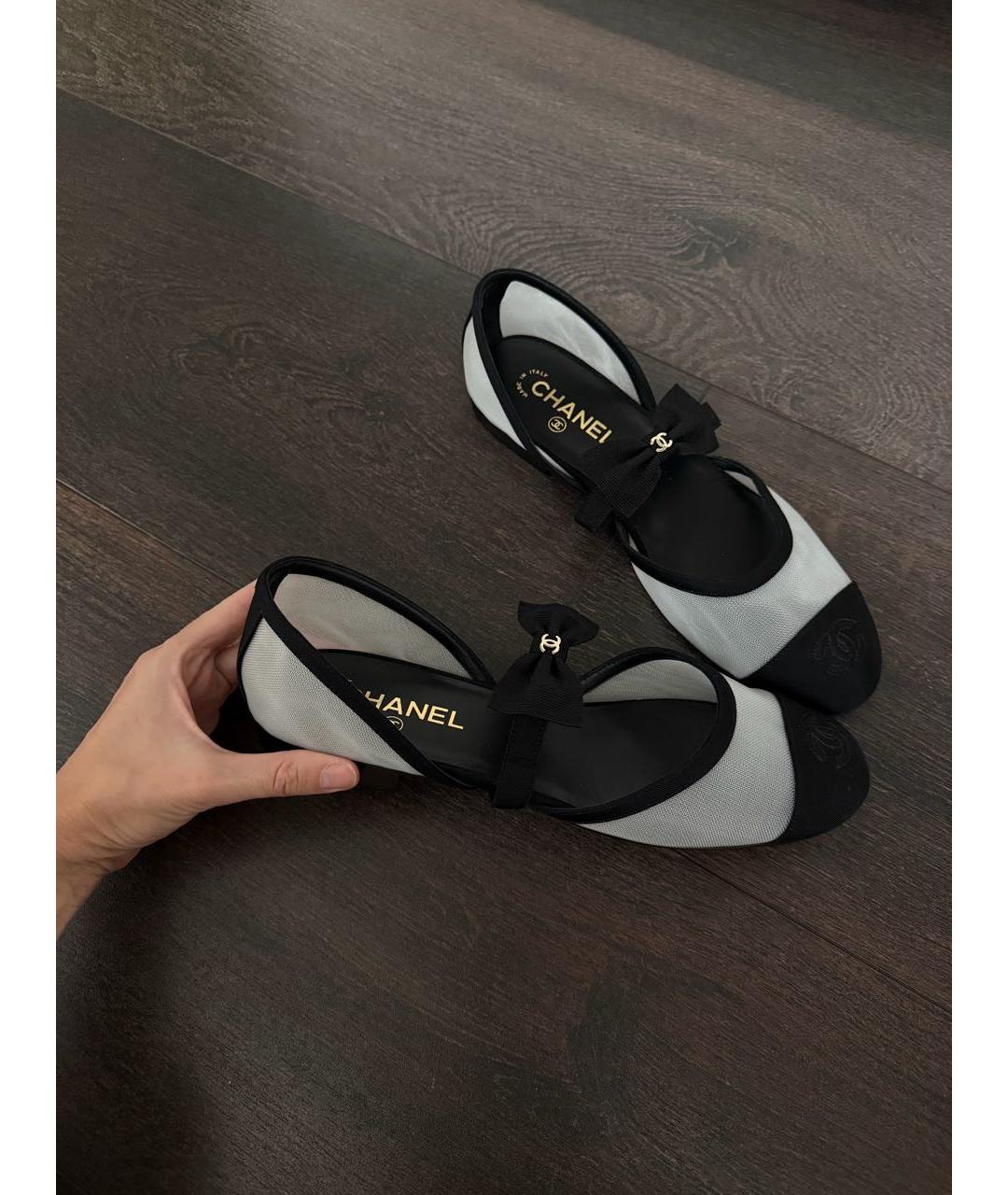 CHANEL Белые текстильные балетки, фото 6