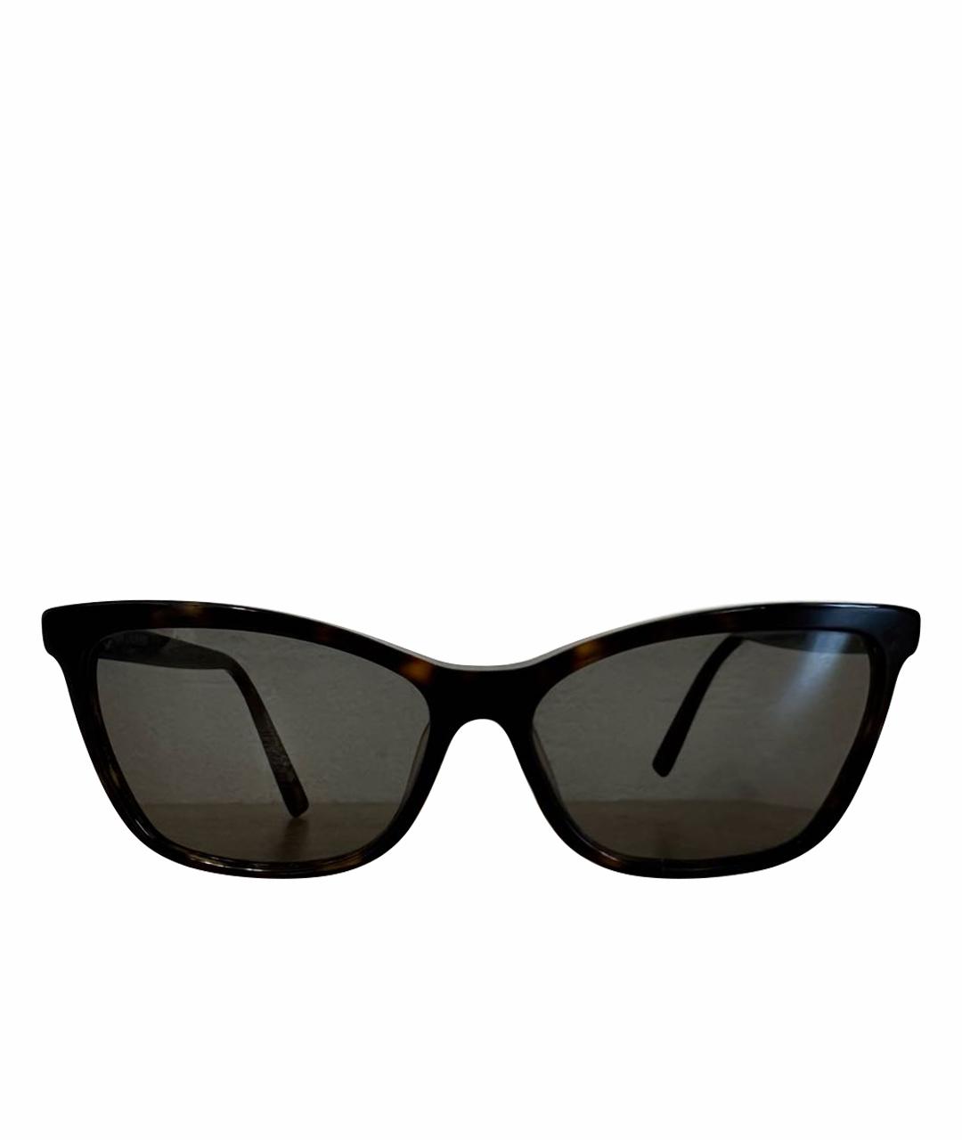 SAINT LAURENT Коричневые пластиковые солнцезащитные очки, фото 1