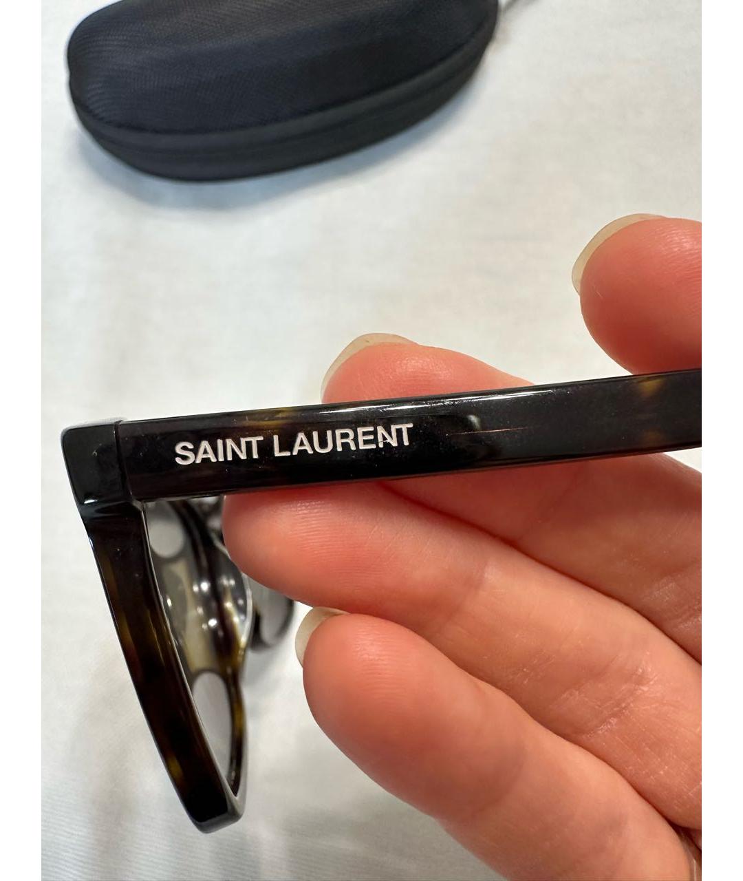 SAINT LAURENT Коричневые пластиковые солнцезащитные очки, фото 7