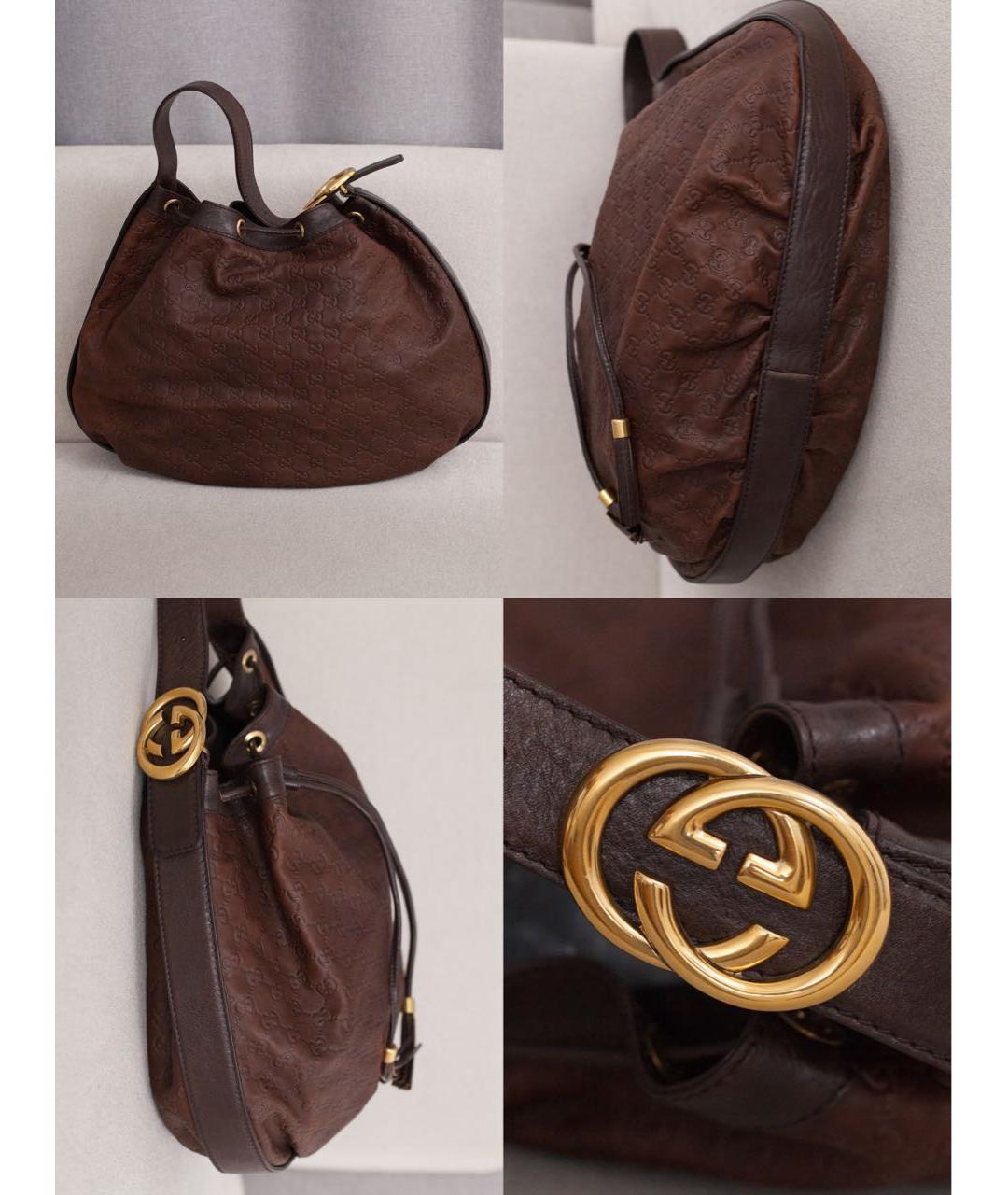 GUCCI Коричневая кожаная сумка с короткими ручками, фото 6