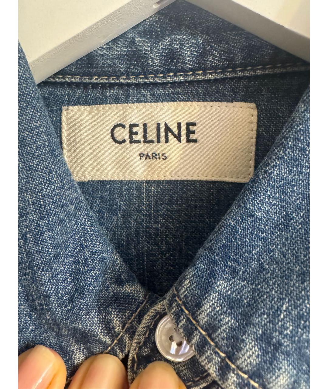 CELINE Синяя деним рубашка, фото 4