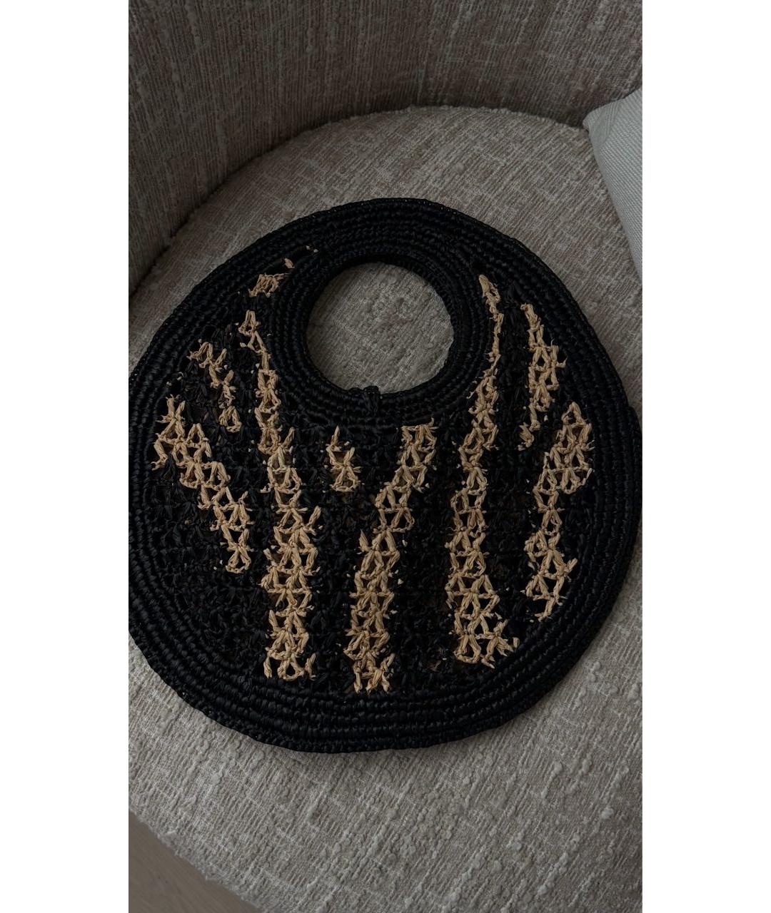 JACQUEMUS Черная рафиевая пляжная сумка, фото 3
