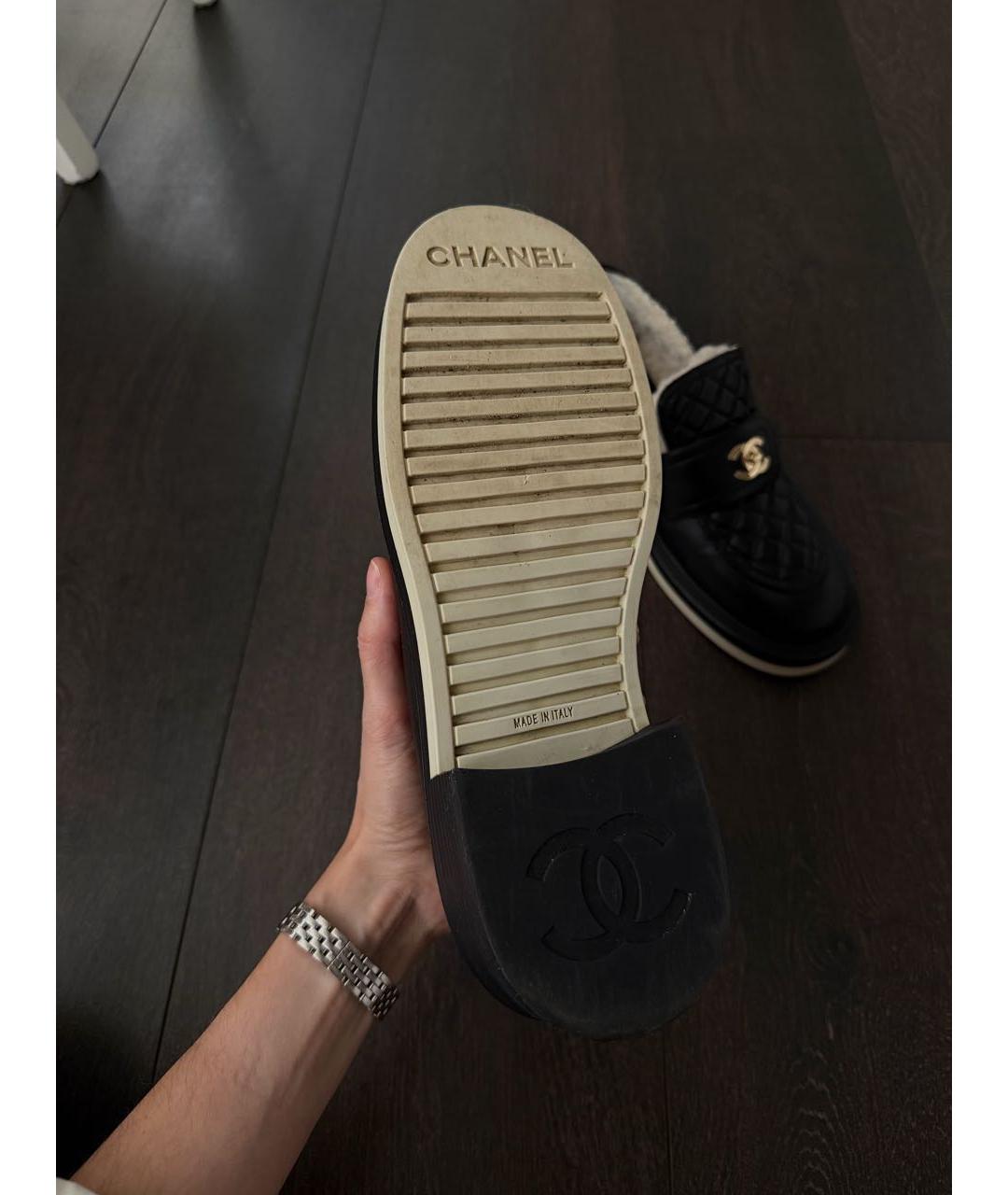 CHANEL Черные кожаные лоферы, фото 6
