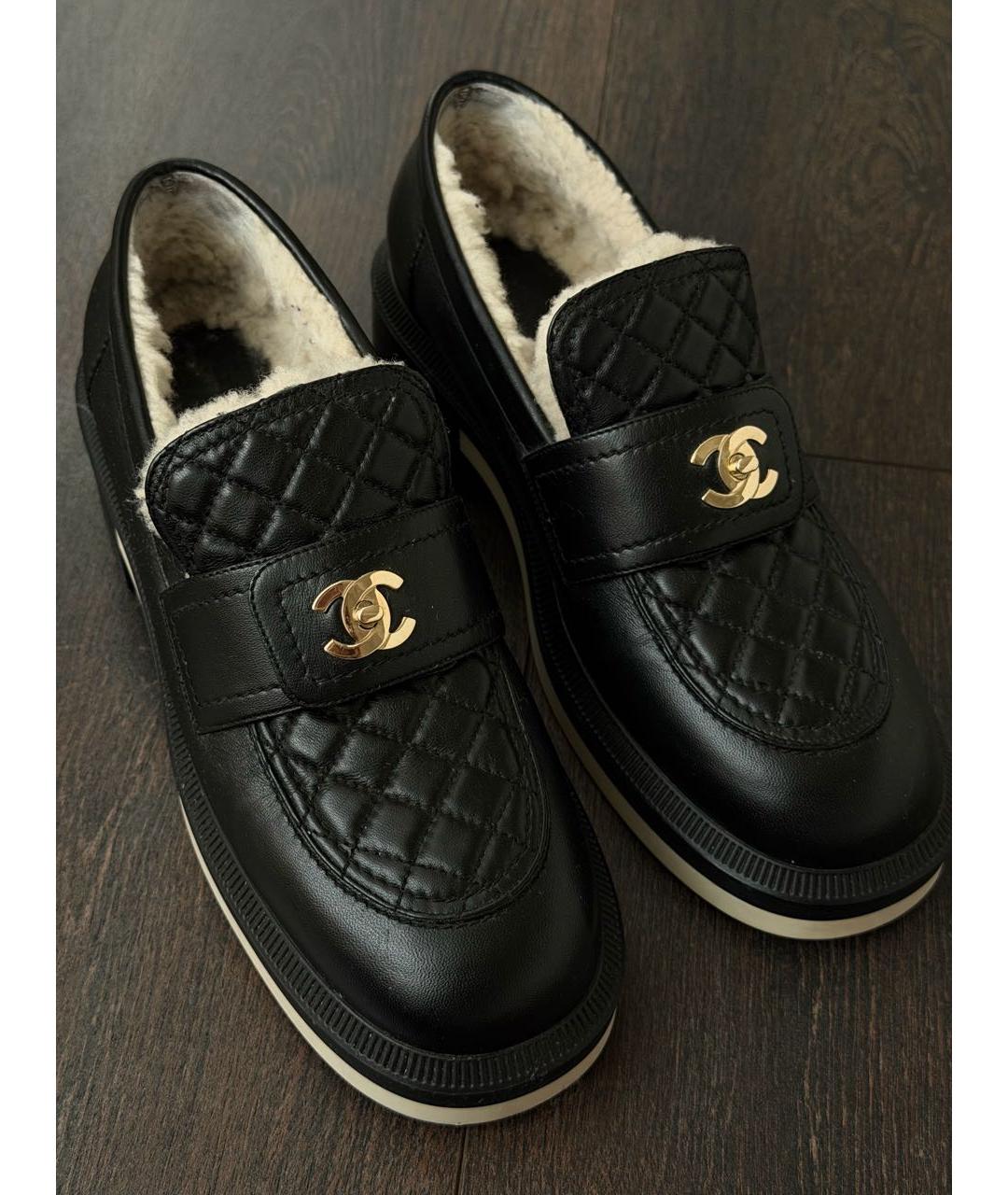 CHANEL Черные кожаные лоферы, фото 2