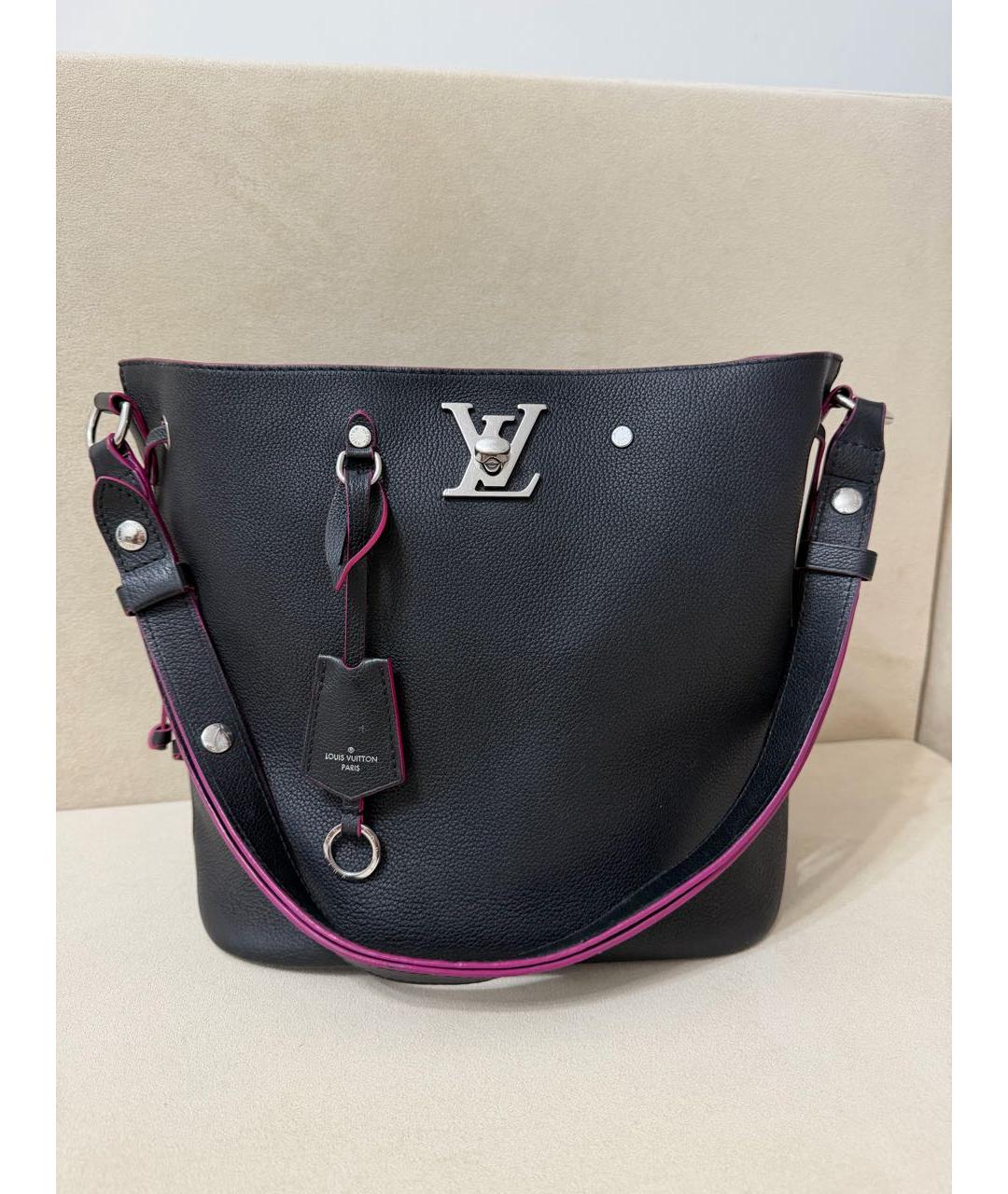 LOUIS VUITTON Темно-синяя кожаная сумка тоут, фото 9