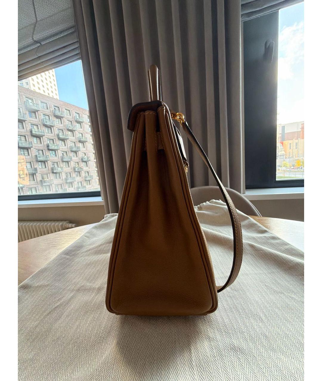 HERMES Горчичная кожаная сумка через плечо, фото 2