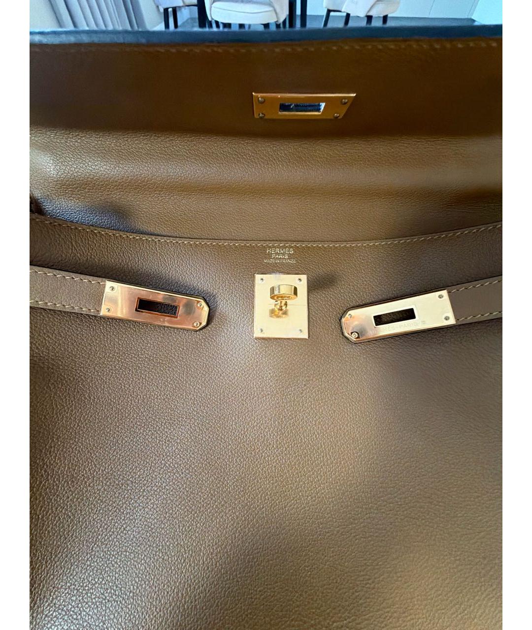 HERMES Горчичная кожаная сумка через плечо, фото 5